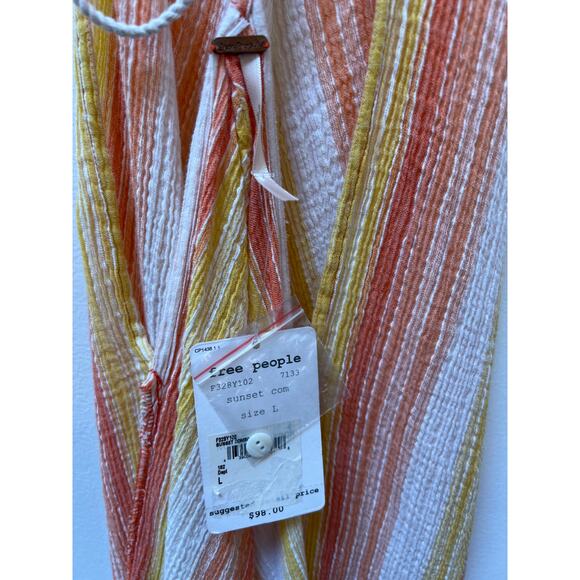 NWT Free People Atlantis Chevron Maxi Dress Women's Size Large Yellow Pink - Picture 3 of 3